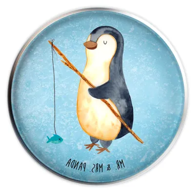 Produktbild von Waschbeckenstöpsel Pinguin Angler - Geschenkidee für Angelfreunde, Abflussstopfen für den Alltag