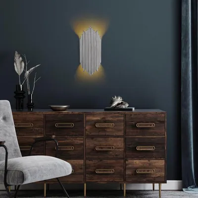 Image de Applique murale Lampe en métal chromé - 22 x 11 x H 50 cm - 1 x E14 Max 40W - IP20