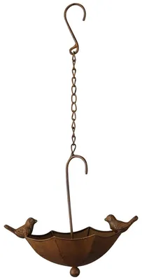 Produktbild von Hängendes Metall Vogelbad im Vintage Landhausstil, Braun, Ø 25 cm, H 30 cm