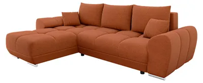 Produktbild von MIRJAN24 Ecksofa Logo L mit Bettkasten und Schlaffunktion, Seite universal, Rückenlehne in Form beweglicher Kissen (Farbe: Velo 627)