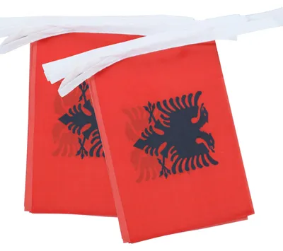 Albanien Wimpelkette, 6 m, 21x15 cm, Polyester, Innen/Außen