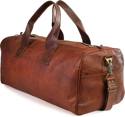 Produktbild von Leder Weekender Damen & Herren I Echtleder Reisetasche I 45 L l Sporttasche I Duffle Travel I Sporttasche I Vintage Look I Trainingstasche I Tasche Flugzeug I Größe XL I Vintage Braun