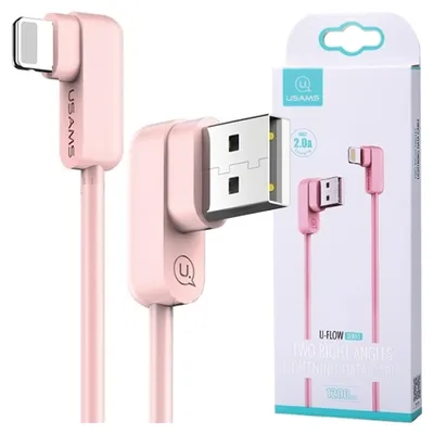Image de Usams U-Flow Lightning Angled Cable 1.2 M 2A Pink/Pink Ipusbcy03 (Us-Sj165)