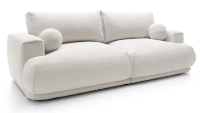 Produktbild von Sofa mit Schlaffunktion und Bettkasten, modern, elegant, Creme DIVO Nordic White