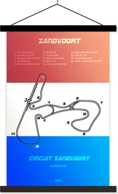 Produktbild von MuchoWow® Textilposter F1 - Zandvoort - Rennstrecke 60x90 cm mit schwarzem Rahmen - Poster Wohnzimmer