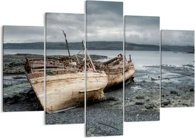 Produktbild von Bild auf Leinwand - Leinwandbild - Boot Wrack Ufer - 150x100cm - Wand Bild - Wanddeko - Wandbilder - Leinwanddruck - Bilder - Kunstdruck - Wanddekoration - Leinwand bilder - Wandkunst - EA150x100-3810