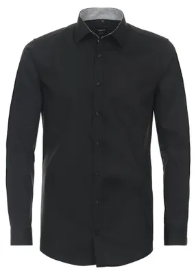 Produktbild von Venti - Body Fit - Herren Langarm Hemd (134024500), Größe:44, Farbe:Schwarz (800)