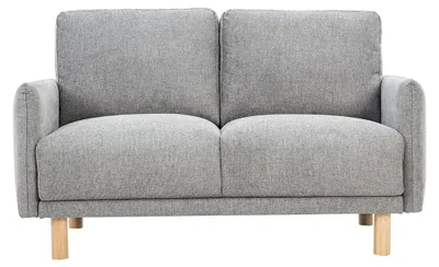 Produktbild von Miliboo - Designercouch 2-Sitzer in texturiertem grauem Samtstoff und hellem Holz BONO