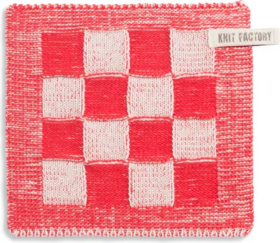 Produktbild von Knit Factory Topflappen Block - Ecru/Rot - 23x23 cm