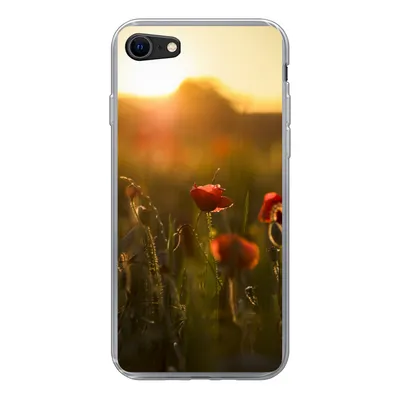 Produktbild von MuchoWow® Handyhülle Schutzhülle Hülle für iPhone 8 Mohn - Sonnenuntergang - Gold Silikon Softcase Handy Hülle - Schutzhaube