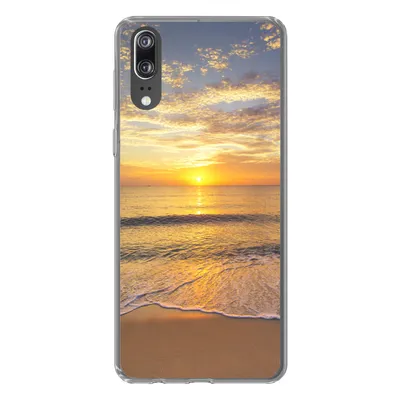 Produktbild von MuchoWow® Handyhülle Schutzhülle Hülle für Huawei P20 Strand - Sonnenuntergang - Meer Silikon Softcase Handy Hülle - Hardcover