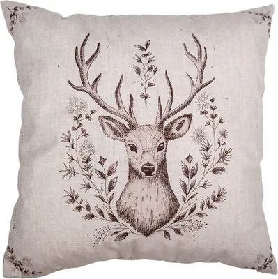 Produktbild von Clayre & Eef GTW21 Kissenbezug Beige und Braun Hirschmotiv 45x45 cm Landhausstil