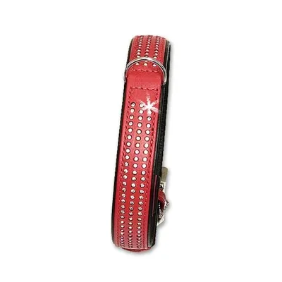 Produktbild von Karlie Vintage Strass - Hundehalsbänder - Dreireihig - Leder - Rot - 40x2,4 cm