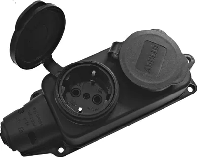 Produktbild von Schukokupplung Schuko IP44 230V Mehrfachsteckdose Steckdosenleiste 2- Fach schwarz