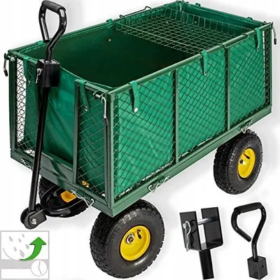Produktbild von Bollerwagen - Handwagen faltbar - Gartenwagen WO02 - 220L - Dunkelgrün - 350kg Tragfähigkeit