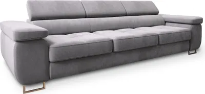 Produktbild von Sofa MOSINE Hellgrau Velours-Stoff mit Schlaffunktion, Wohnzimmersofa, Couch, Soffa, Bettsofa, Couchgarnitur- Hellgrau, MONOLITH 84
