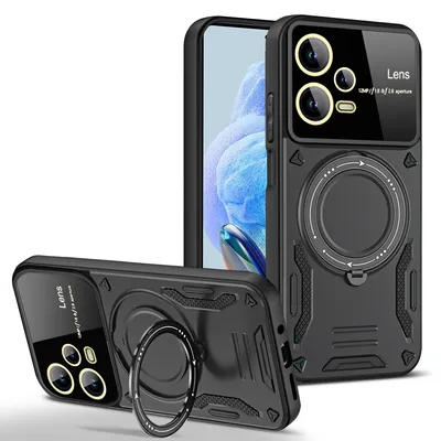 Immagine prodotto di Custodia resistente per Xiaomi Redmi Note 12 Pro 5G, custodia a doppio strato con supporto ad anello e supporto Viola