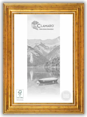 Produktbild von Bilderrahmen Antik Massivholz 'GENUA' Shabby Chic Vintage Barock | Gold | CLAMARO, Größe:56x42