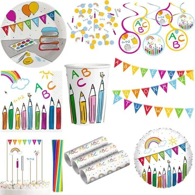 Produktbild von Party Deko Set Einschulung Schulanfang Partyset Dekoration Schule bunt