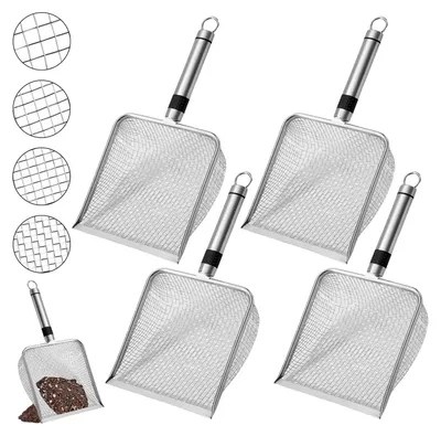 Image de Solidchoice - Tamis de jardin en acier inoxydable - Lot de 4 tamis à compost avec poignée
