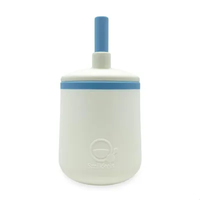 Image de Smikkels Silicone Tasse pour enfants - Tasse à boire - Tasse à paille - Blanc Bleu