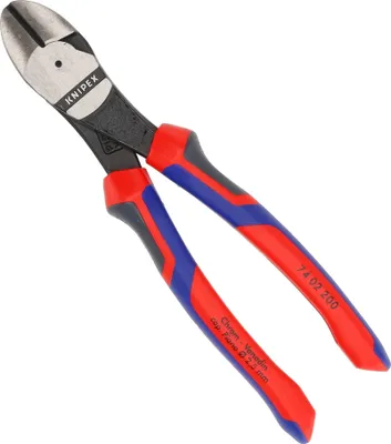 Produktbild von Knipex 74 02 200, Diagonale Zange, 4,2 mm, Chrom-Vanadium-Stahl, Kunststoff, Blau, Rot, 200 mm
