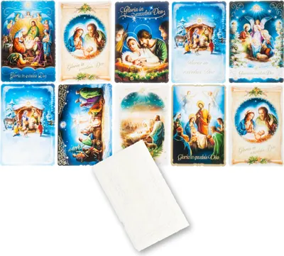 Image de Cartes de Noël B6 avec gaufrette et dorure - mélange de motifs - 10 pcs.