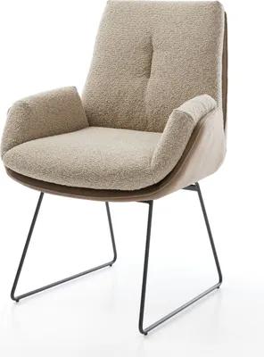 Produktbild von DELIFE Esszimmerstuhl Clea-Flex Materialmix Schlamm Kufengestell Schwarz