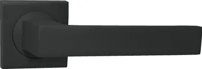 Produktbild von DOMINO Türgriff ohne Schlossrosette | quadratischen Rosetten | Türklinke für Zimmertür, Bürotür | Türbeschläge aus Aluminium |Schwarz Türdrückergarnitur | QUBIK-QR BLACK