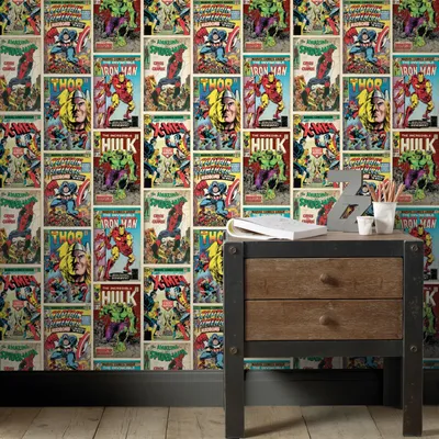 Produktbild von Marvel Comics | Papiertapete Action-Helden Comicbuch Kinder Tapete 10 m x 0.52 m