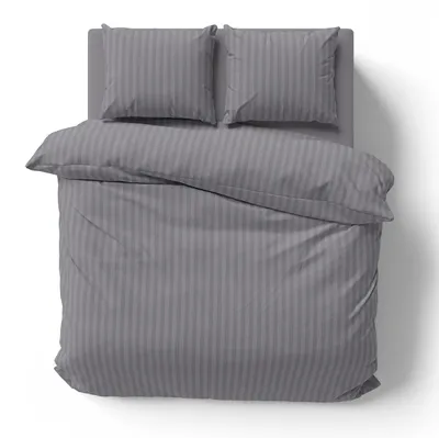 Produktbild von 3 teilige Bettwäsche 200x200 cm Mikrofaser Premium Damast Gestreift Bettbezug Garnitur Set, Grau