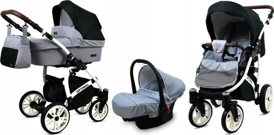 Produktbild von BabyLux® Optimal | 3in1 Kinderwagen Set | Silver Flex Black | Kombikinderwagen | Kinderwagenset