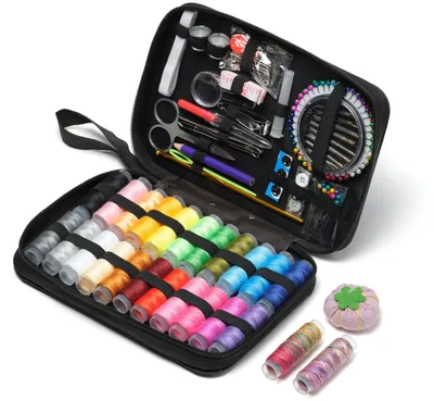 Produktbild von VIOLA Zig-Zag Nähset, 178 Nähzubehör, Komplett Nähzeug für Anfänger, 24 Fadenspulen, Nadeln Set, Knöpfe, Sewing Kit, Notfall Kleidung Reparatur