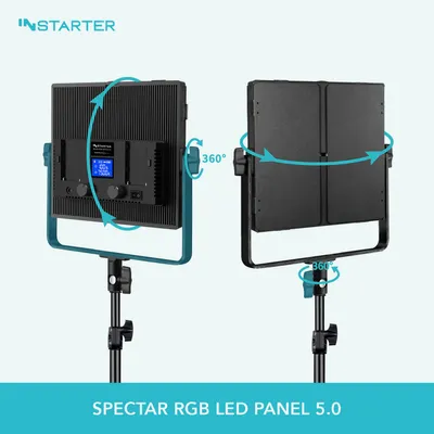 Produktbild von Instarter LED Videoleuchte 60 W, Videolicht mit 360° RGB-Spektrum, Studioleuchte mit App-Steuerung, Video-Beleuchtung Bi-Color, vielseitiges Kamera Zubehör