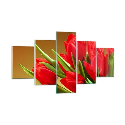 Produktbild von Bilder auf glas - Tulpen Blumen Feld Plantage - 125x70cm - Glasbilder - Wandbilder - Kunstdruck - zum Aufhängen bereit - Wanddekoration aus Glas - Glas Bilder - Wandbild auf Glas - GEA125x70-0962