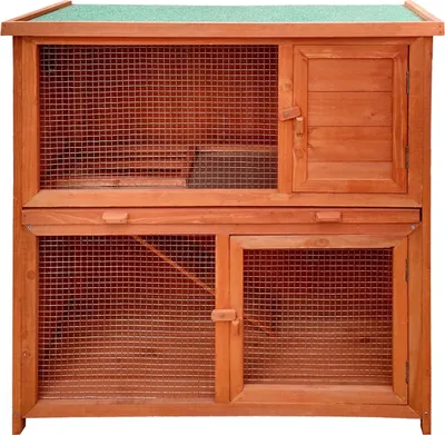 Produktbild von Doppelstöckiger Hasenstall mit Klappdach, Laufplanke und Schlafbereich 92x94x45 cm