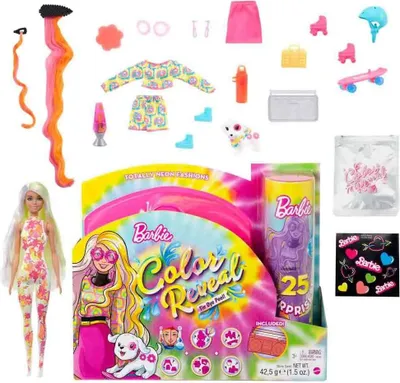 Immagine prodotto di Mattel HCD26 - Barbie - Colour Reveal - Bambola Neon Fashions con 25 sorprese, giallo