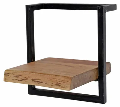Produktbild von FURNLUX Wandregal Kante Akazie Und Schwarz 30cm / Hauptfarbe: Braun / Abmessungen: 30 x 30 x 25 cm