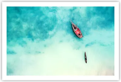 Produktbild von Poster - Poster ohne Rahmen - Insel Boot Schiff Ozean - 91,5x61 cm - Wand Bild - Wanddeko - Wandbilder - Kunstposter - Wandposter - Bilder - Kunstdruck - Wanddekoration - Wandbild - P2XAA91x61-2923