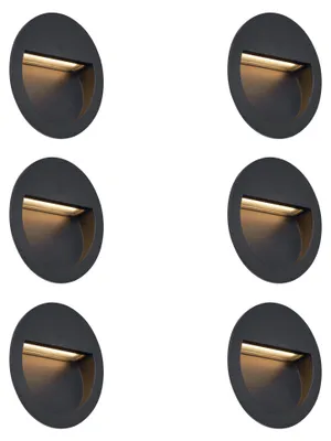 Produktbild von Set mit 6 Modernen Schwarzen LED Wandleuchten IP65 Gem