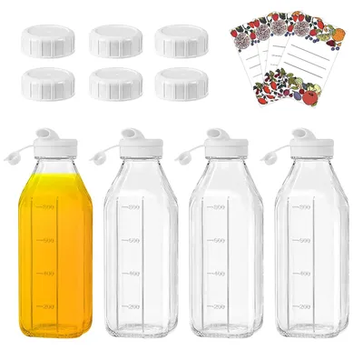 Zdjęcie produktu dla Elzusha - Zestaw 4 szklanych butelek o pojemności 1 litra z zakrętkami