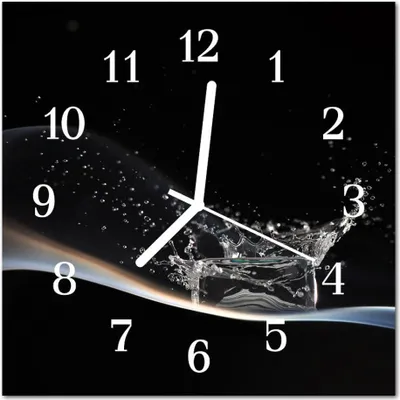 Produktbild von Glasuhr Wanduhr Küchenuhr Echt-Glas 30x30 cm Wasser schwarz
