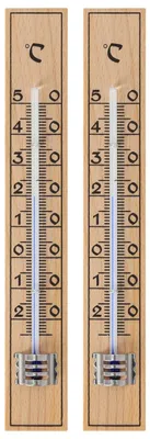 Produktbild von 2 Stück Holz Außenthermometer Set -30°C bis 50°C Analog 17cm Thermometer auch für Innen Garten Außen