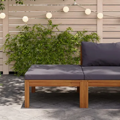 Produktbild von Fußhocker mit Dunkelgrauem Kissen Akazie Massivholz , Gartensofas Design 2024