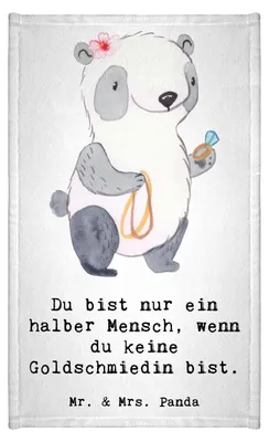 Produktbild von Mr. & Mrs. Panda Handtuch Goldschmiedin Herz - Weiß - Geschenk, Eröffnung, Witzig, Gästetuch, Lustig, Klein, Baumwollhandtuch, Schmuckgeschäft, Frotteetuch, Spruch