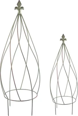 Produktbild von BURI Metall Rankhilfe antik grün 2er-Set Zwiebelform Kübelpflanzen Rankgitter Obelisk