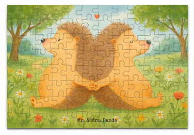 Produktbild von Mr. & Mrs. Panda Puzzle Igel händchenhaltend Design 96 Teile - Weiß - Geschenk, Love, Freundin, 500, 2000, 300, Legespiel, Puzzlespiel, glücklich, Lieblingsmensch