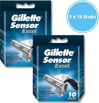 Produktbild von Gillette Sensor Excel Scheermesjes - Mannen - 2 x 10 stuks