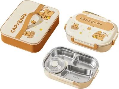 Obrázek produktu pro Dvojitě izolovaná dětská krabička na oběd Bentos – s oddíly – vhodná do mikrovlnné trouby – s dvojitou stěnou
