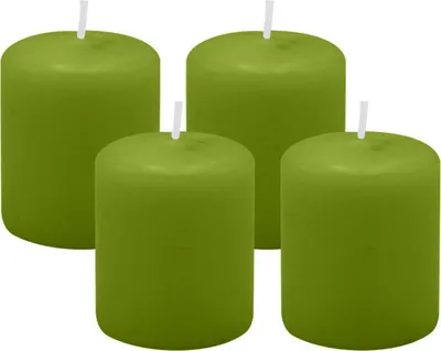 Produktbild von 4er Set Adventskranzkerzen Limonegrün Ø 50 x 60 mm